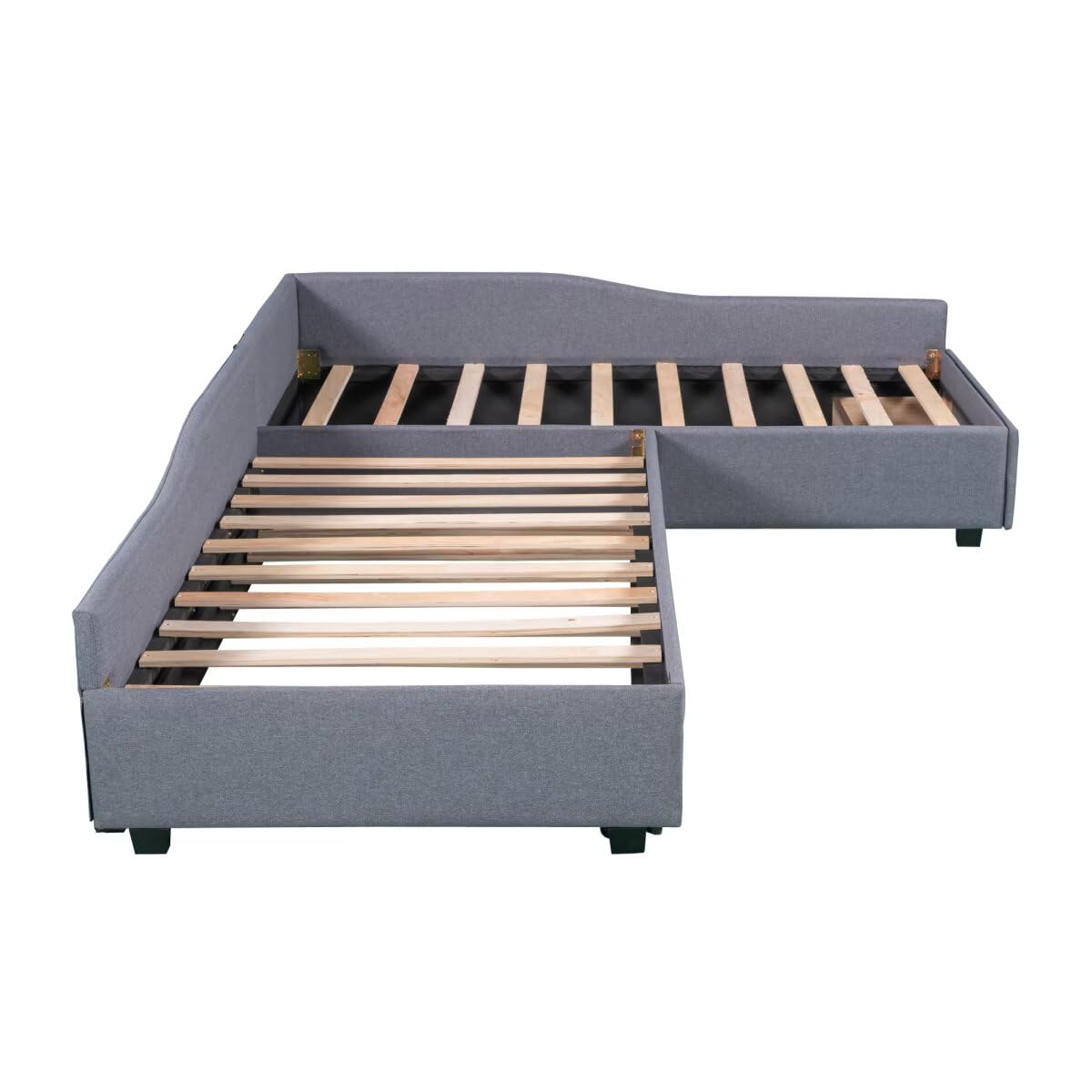 Gray L-Shaped Daybed with Trundle & Drawer D733715