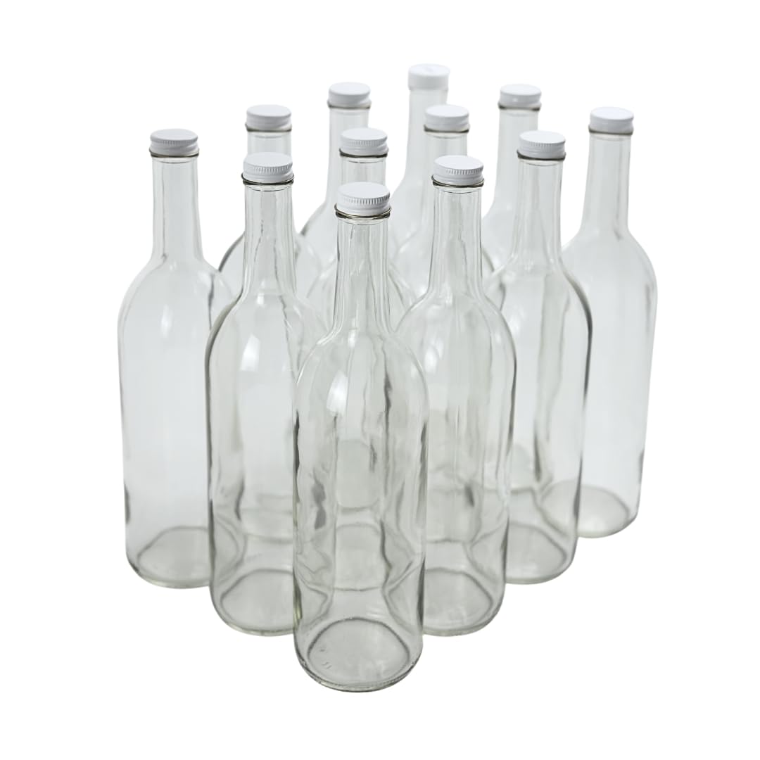 750ml Clear Glass Bottles with Lids 12-Pack Q897037