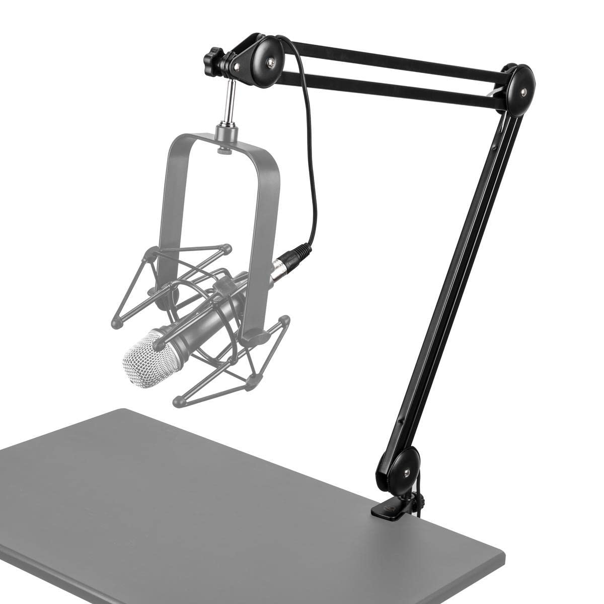Dynamic Podcasting Microphone Black Pair with 2X Broadcast Arms and 10' XLR Cables X9487
