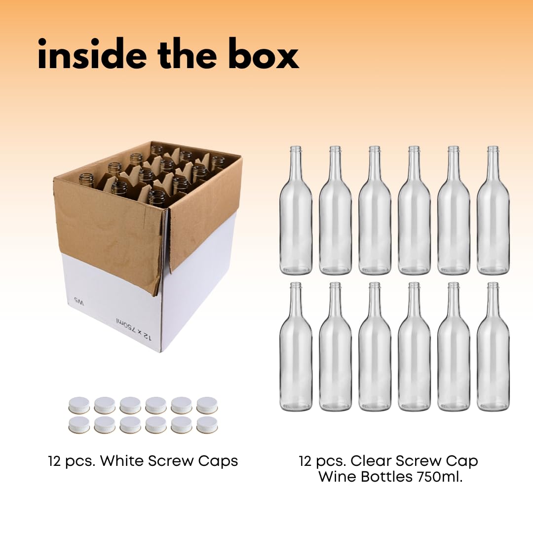 750ml Clear Glass Bottles with Lids 12-Pack Q897037