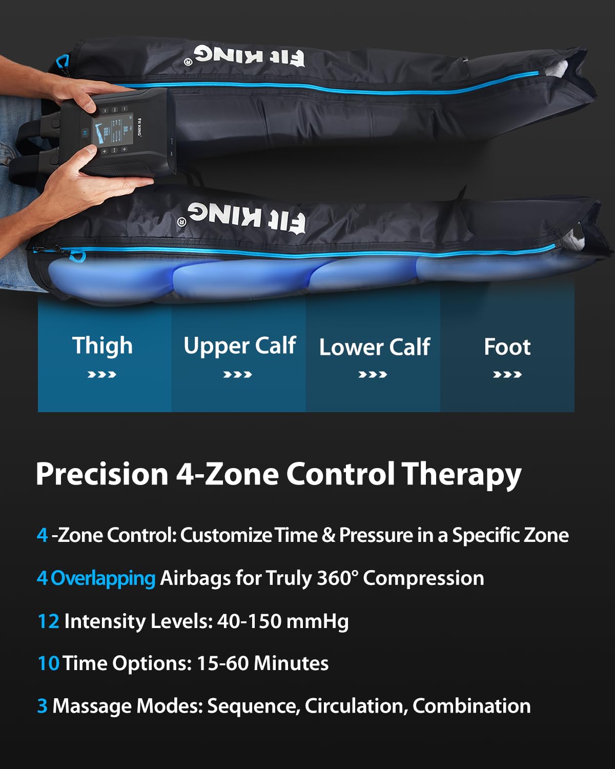 Cordless Rechargeable Air Compression Leg Massager Boots U74259