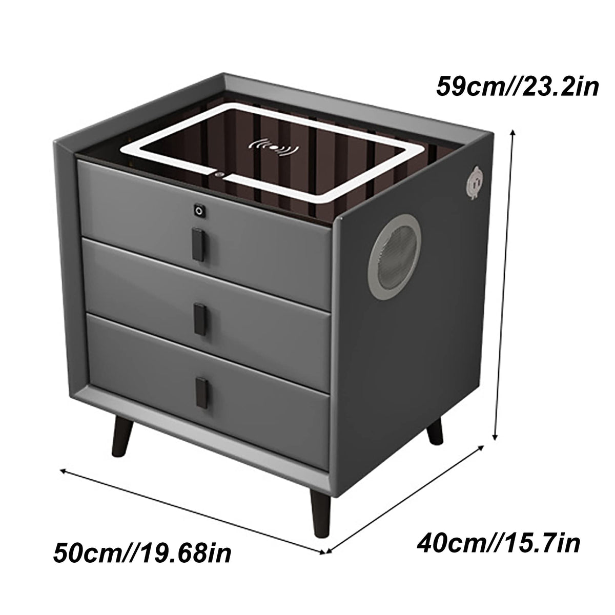 Gray 3 Drawer Nightstand with Charging Station A311