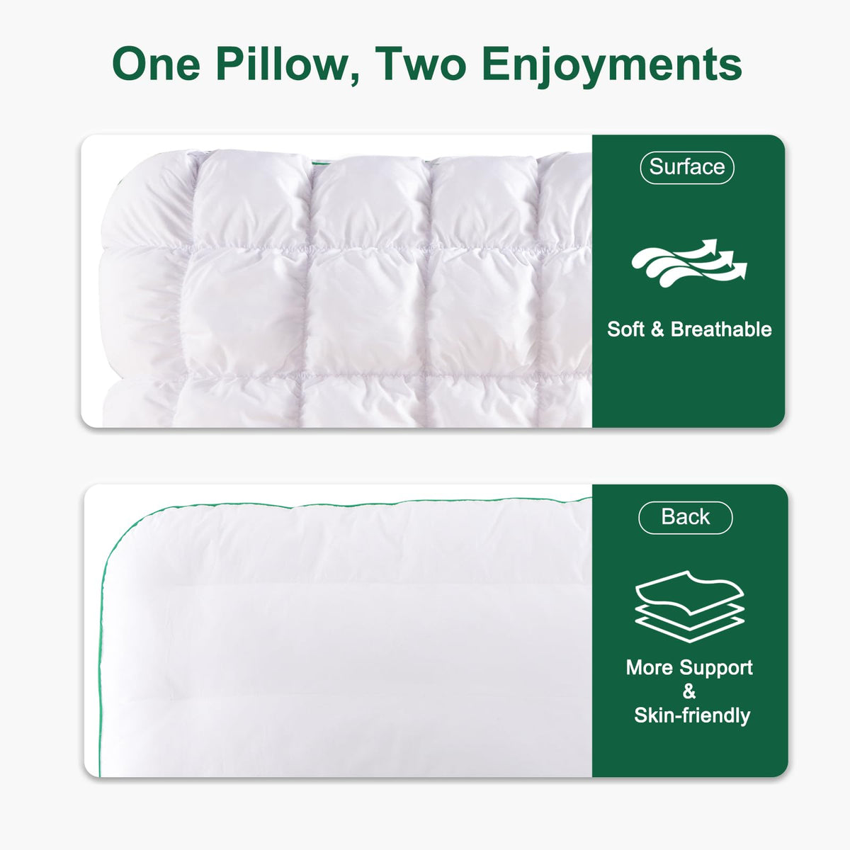 Fluffy Support Bed Pillow Queen Size Set of 2 White Y927621