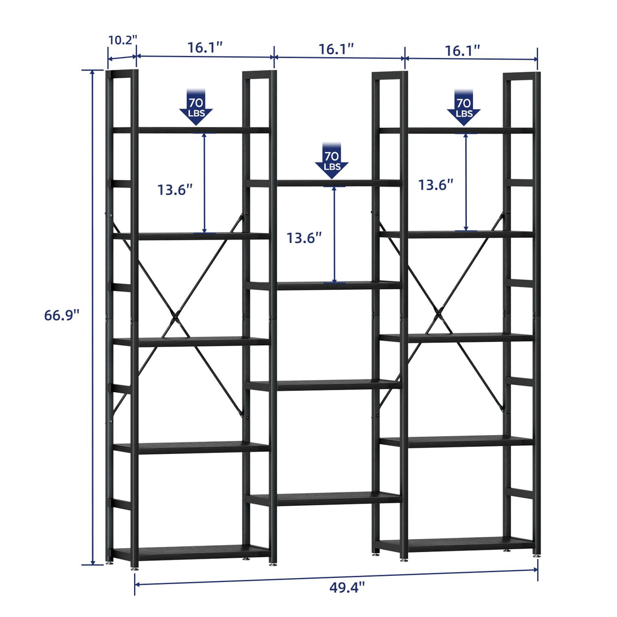Black 5 Tier Bookshelf D824761