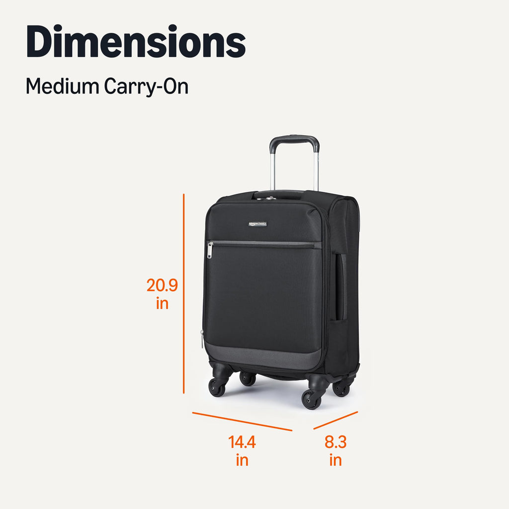 18" Medium Expandable Softside Suitcase with Spinner Wheels, Black X145015