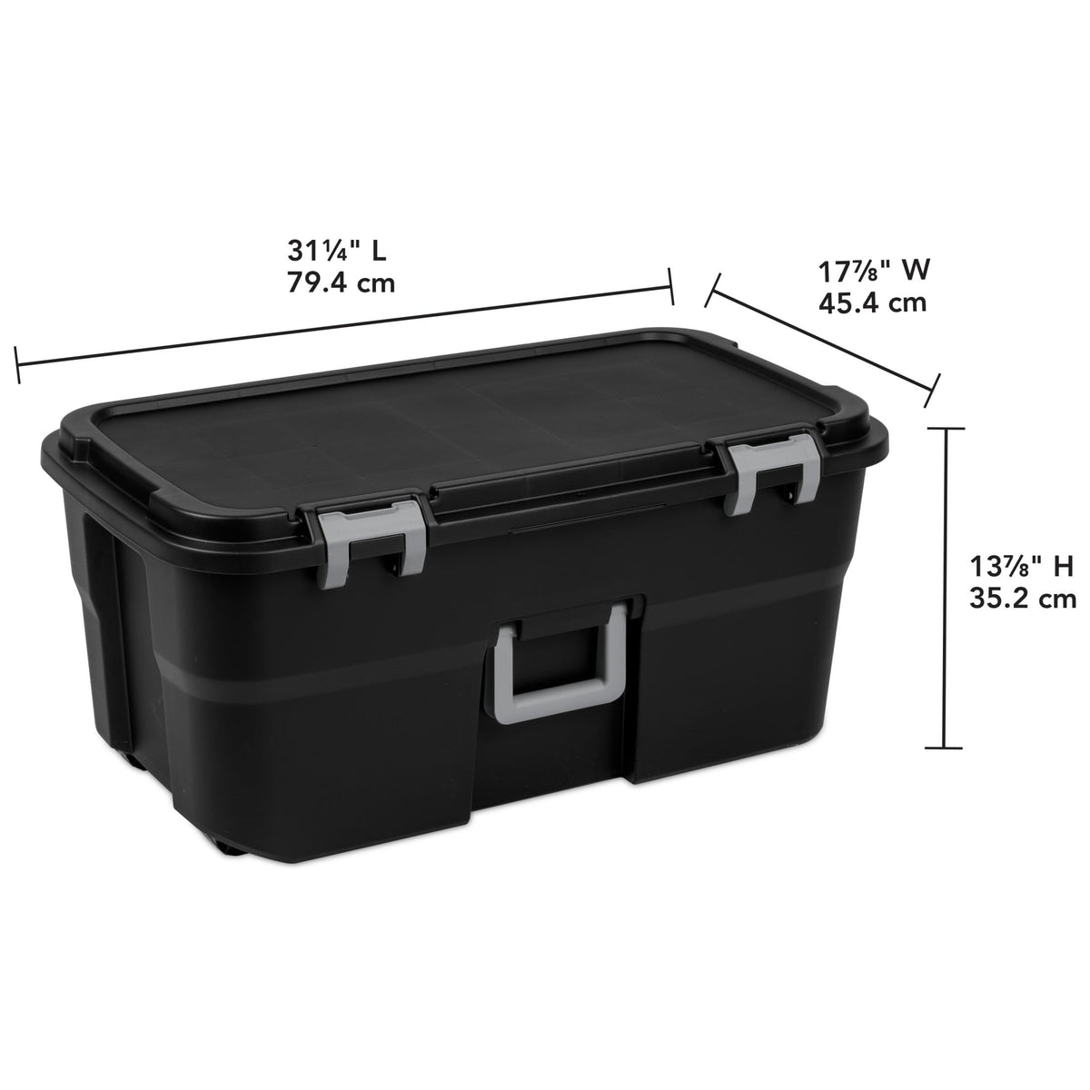 22 Gallon Black Lockable Rolling Storage Footlocker F32669