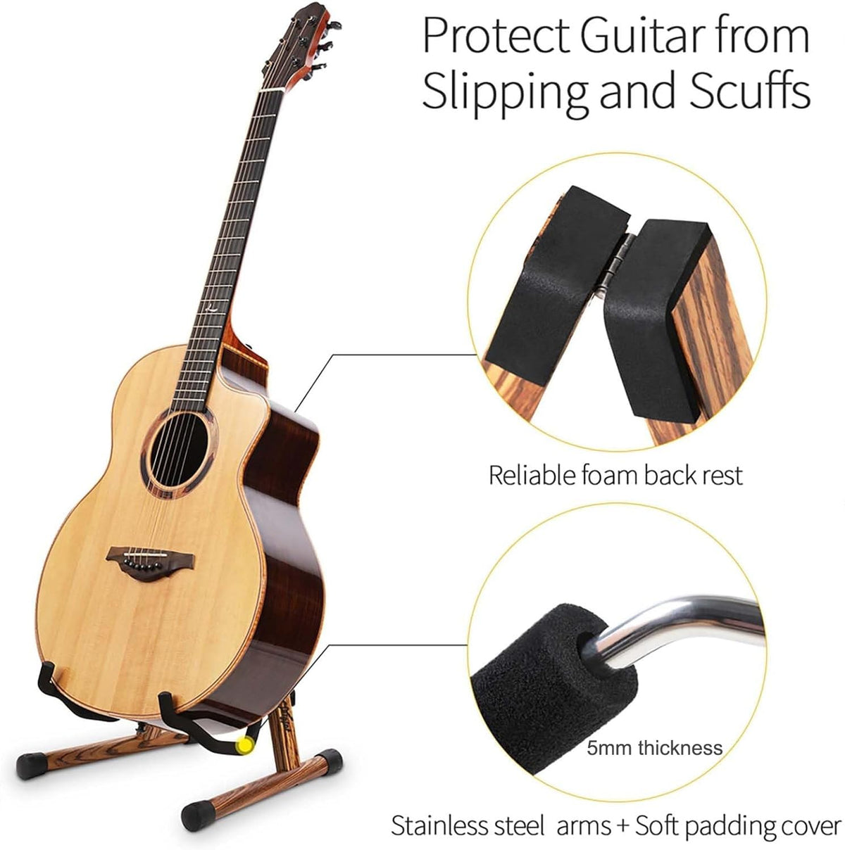 Folding Wood Acoustic Guitar Stand with Padding Z8999