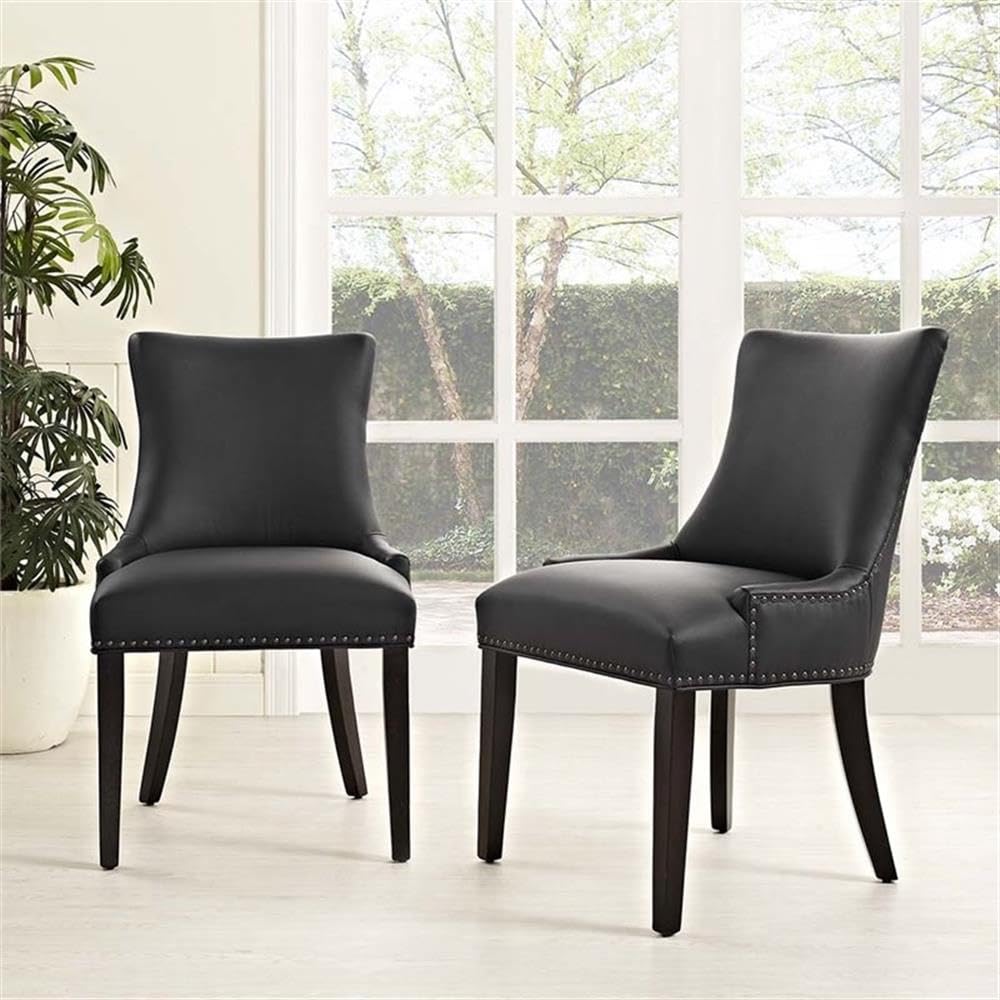 Black Faux Leather Upholstered Dining Chairs F8445