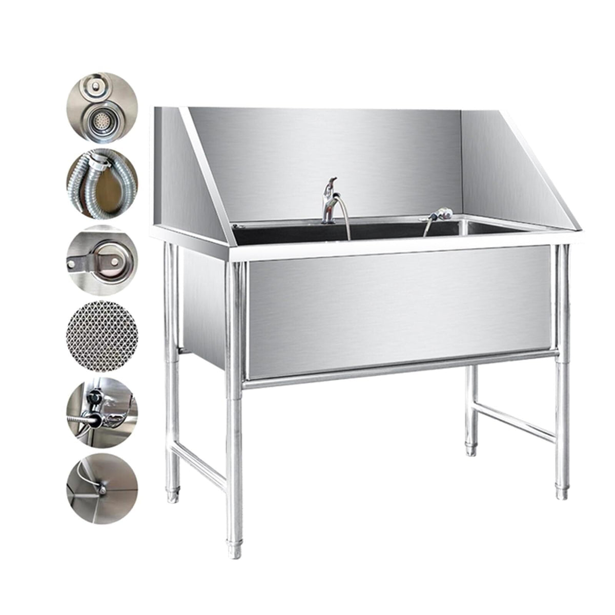 Stainless Steel Dog Grooming Bathtub with Faucet W3420