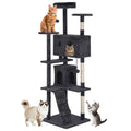 70 Inch Dark Gray Multi-Level Cat Tree with Condo U765603