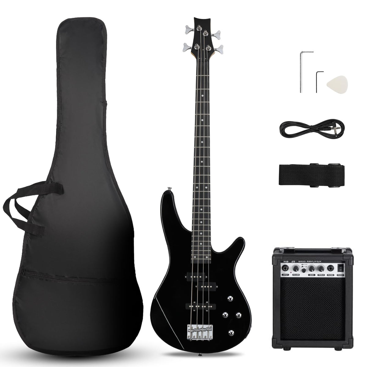 Electric Bass Guitar 4 String Kit Black S8509