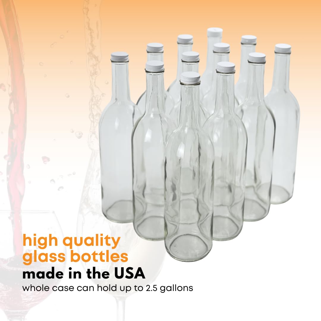 750ml Clear Glass Bottles with Lids 12-Pack Q897037