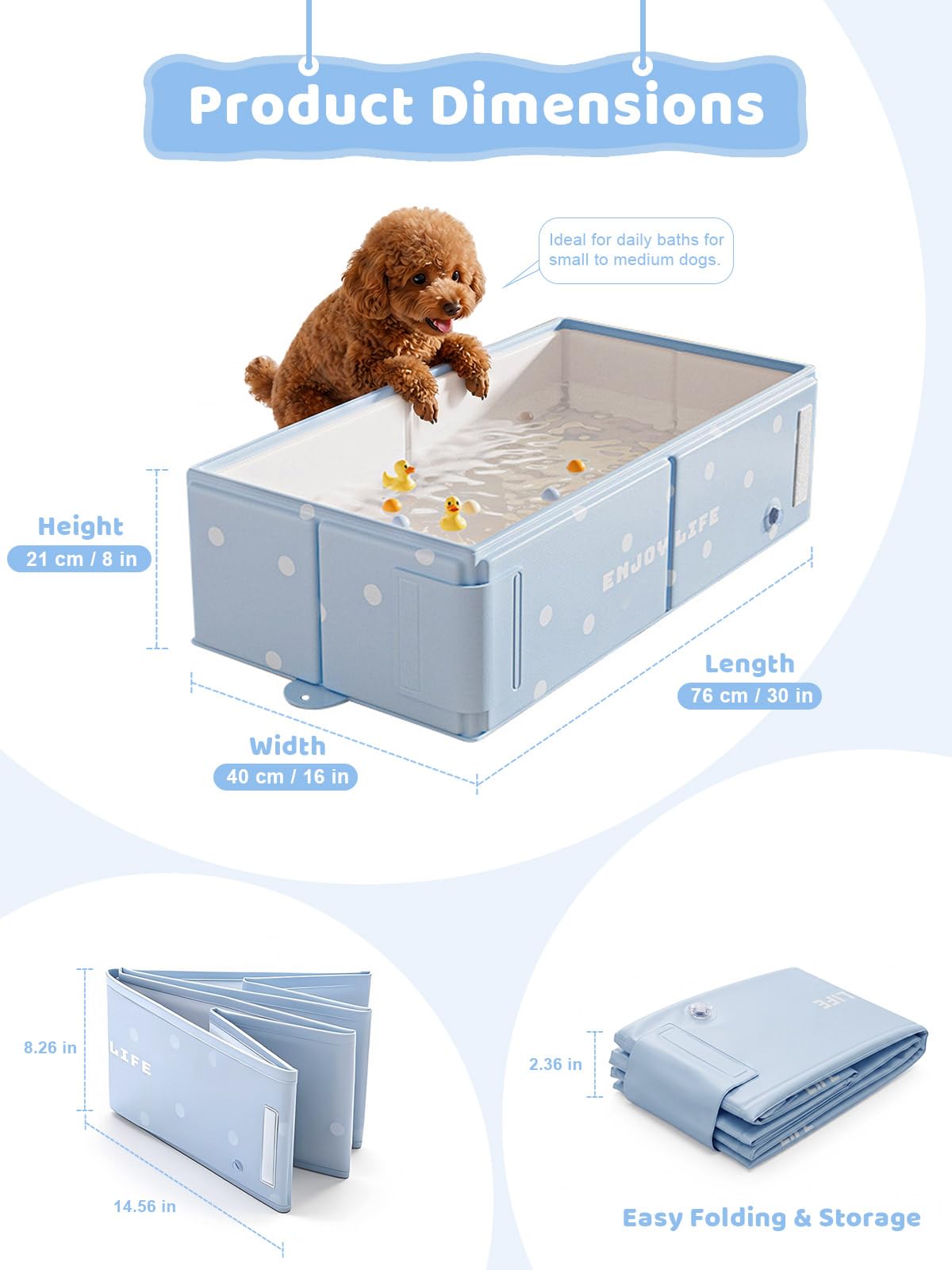 Collapsible Dog Bath Tub with Side Drain Outlet X276