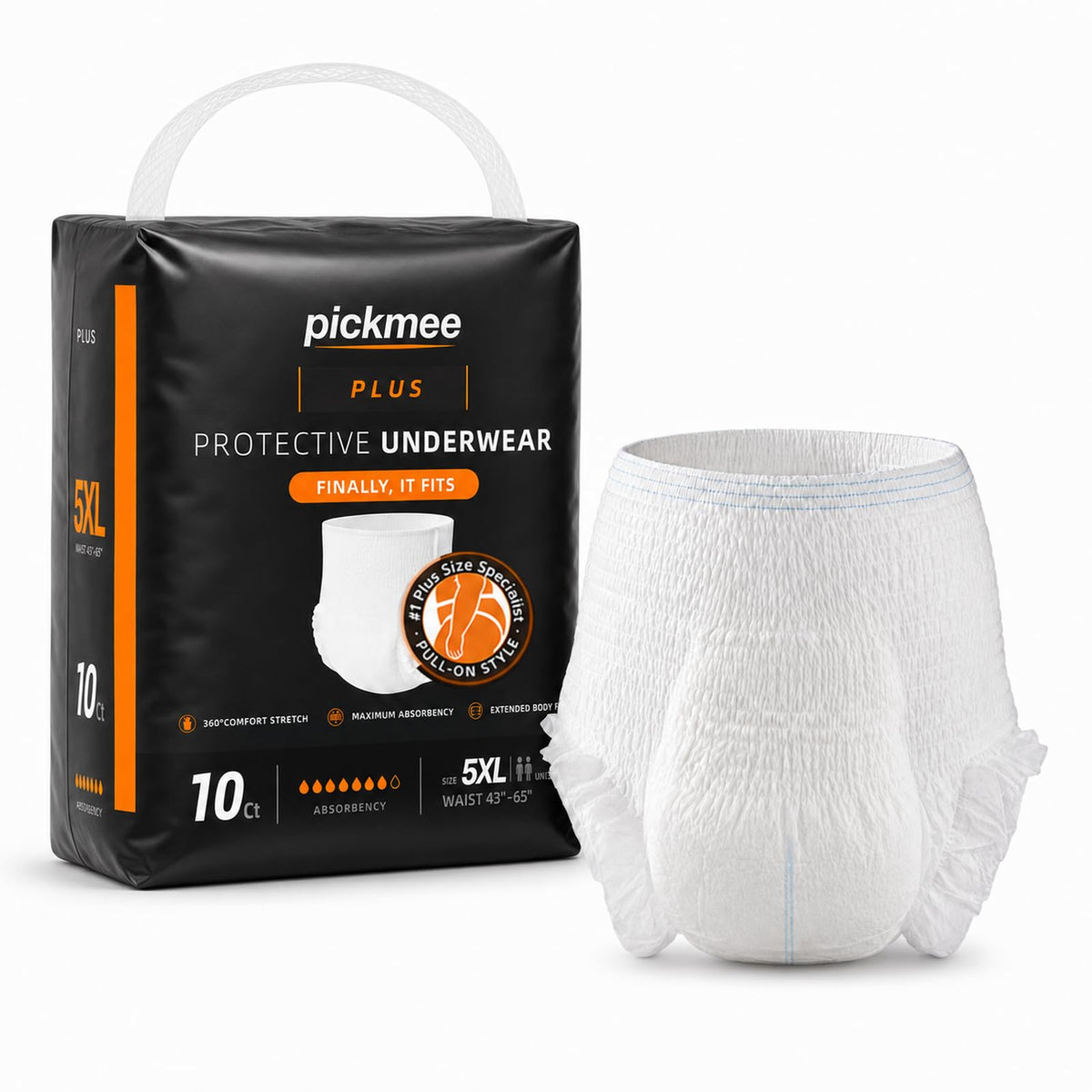 Plus Size Incontinence Underwear, 5XL, 10 Count V7835