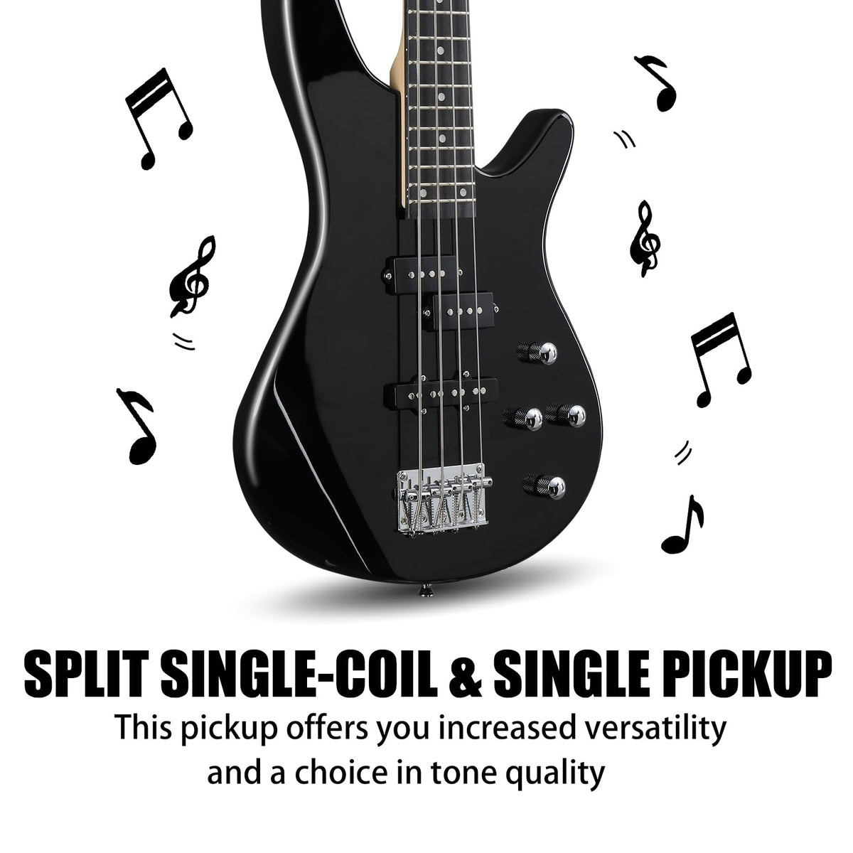 Electric Bass Guitar 4 String Kit Black S8509