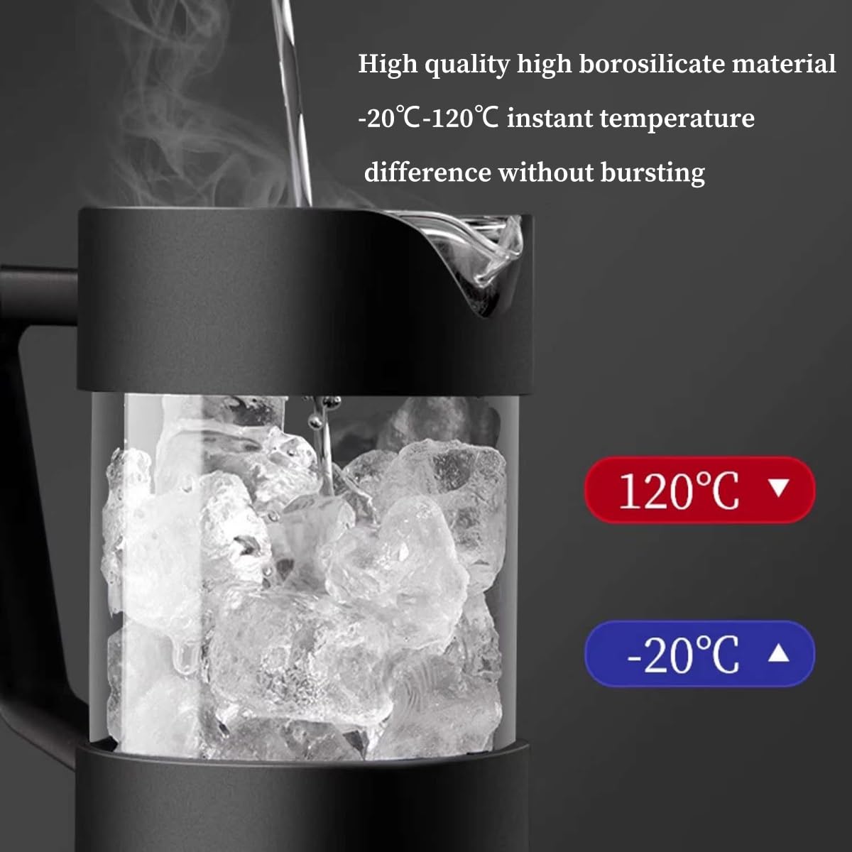 French Press Coffee Maker with 3-level Filter System, Stainless Steel, Borosilicate Glass, 1000ml S534930