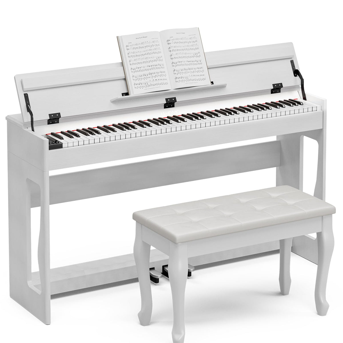 88 Weighted Key Digital Piano with Duet Piano Bench, Full Size Heavy Hammer Weighted Action Electric Piano Keyboard with USB MIDI, White J729