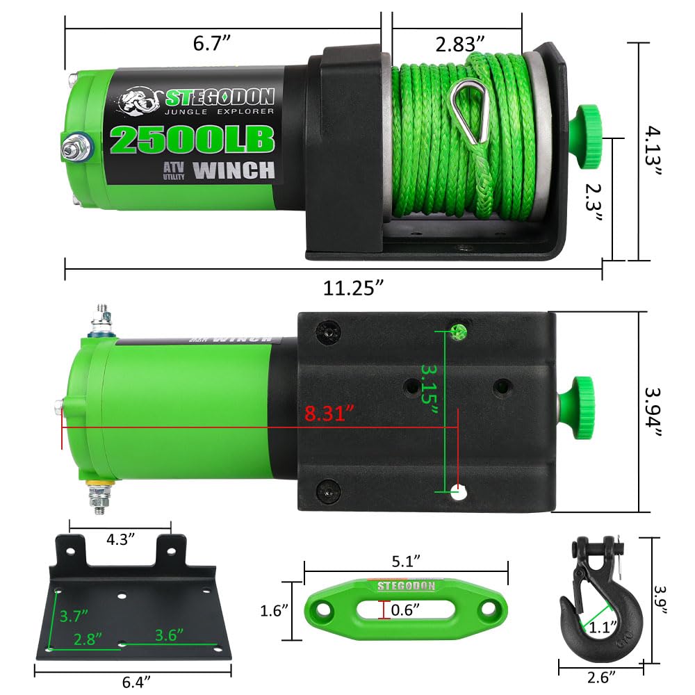 2500 lb. 12V Waterproof Synthetic Rope Electric Winch B758