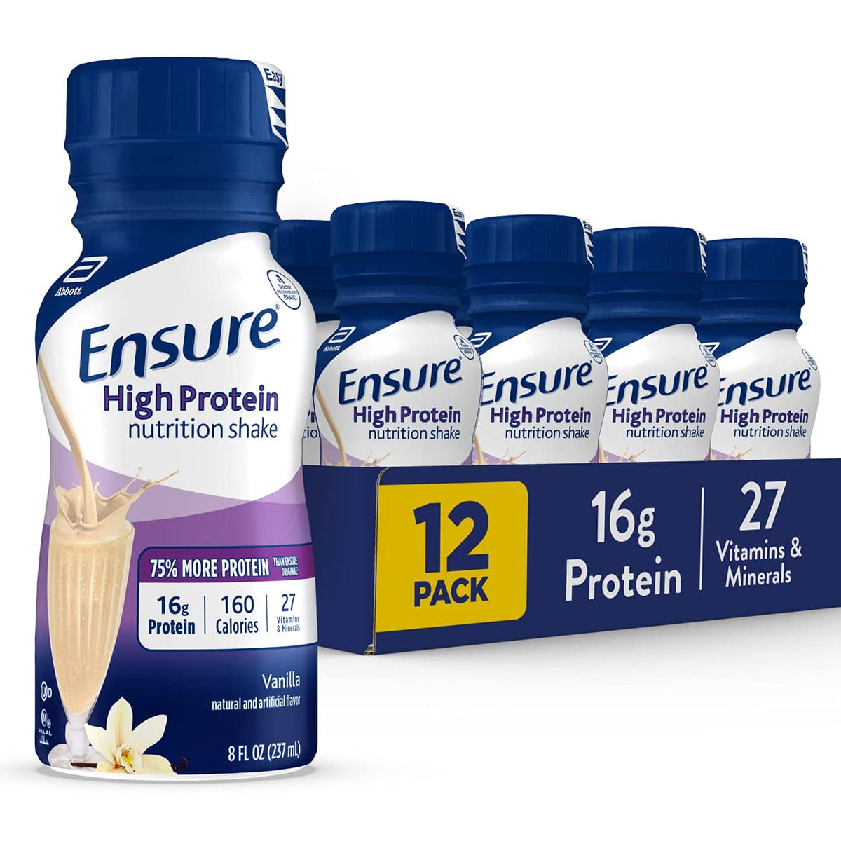 High Protein Vanilla Nutrition Shake 16g Protein 8 fl oz 12 Pack E175345