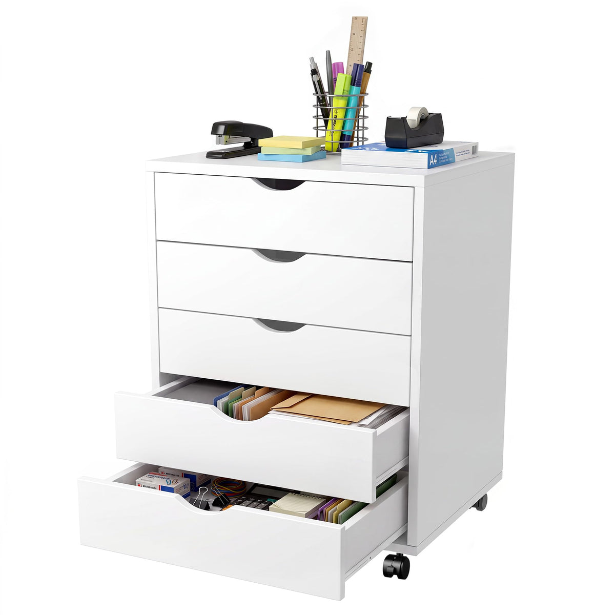 White 5 Drawer Rolling Storage Cabinet E72270