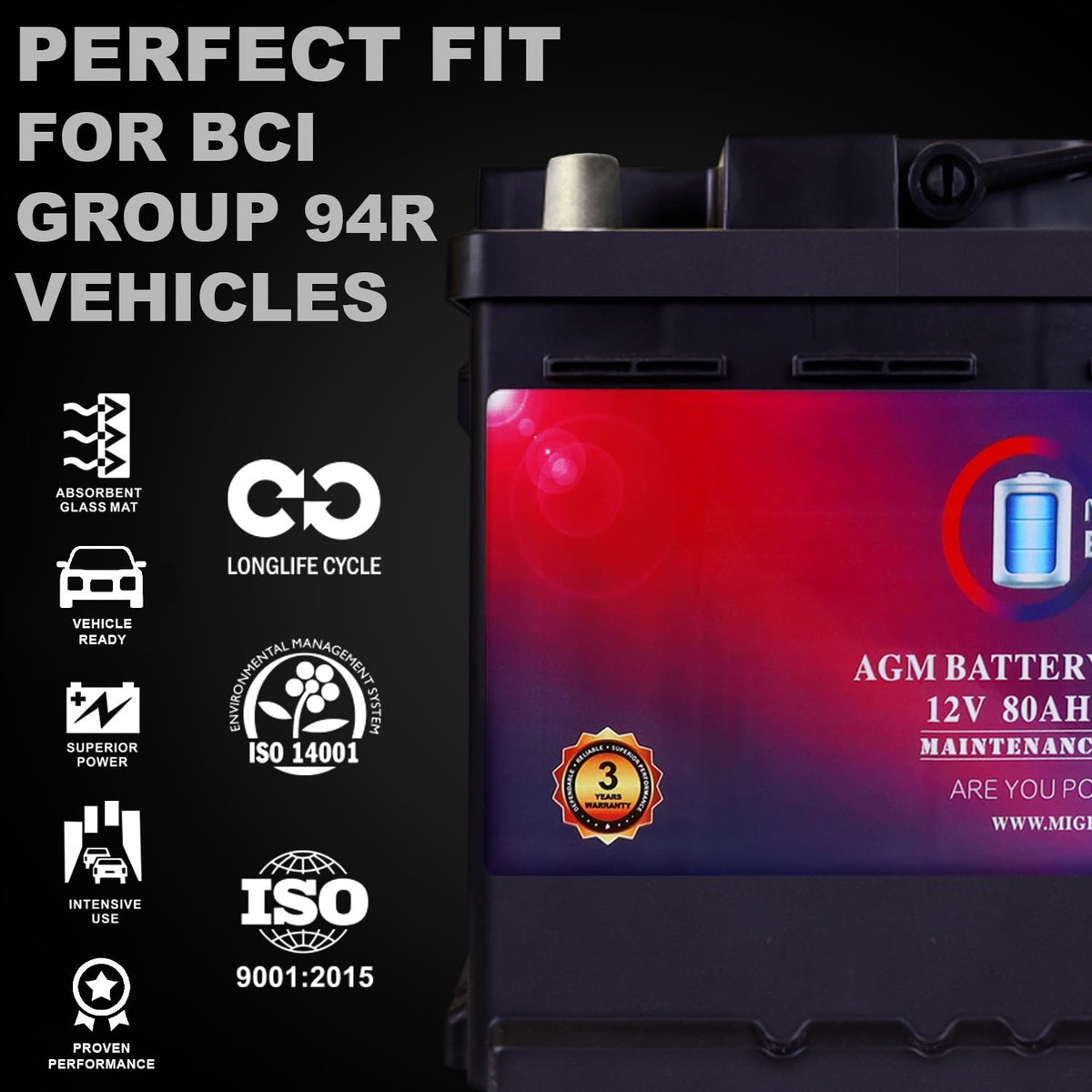 12V 80AH 850 CCA Replacement Battery X4920