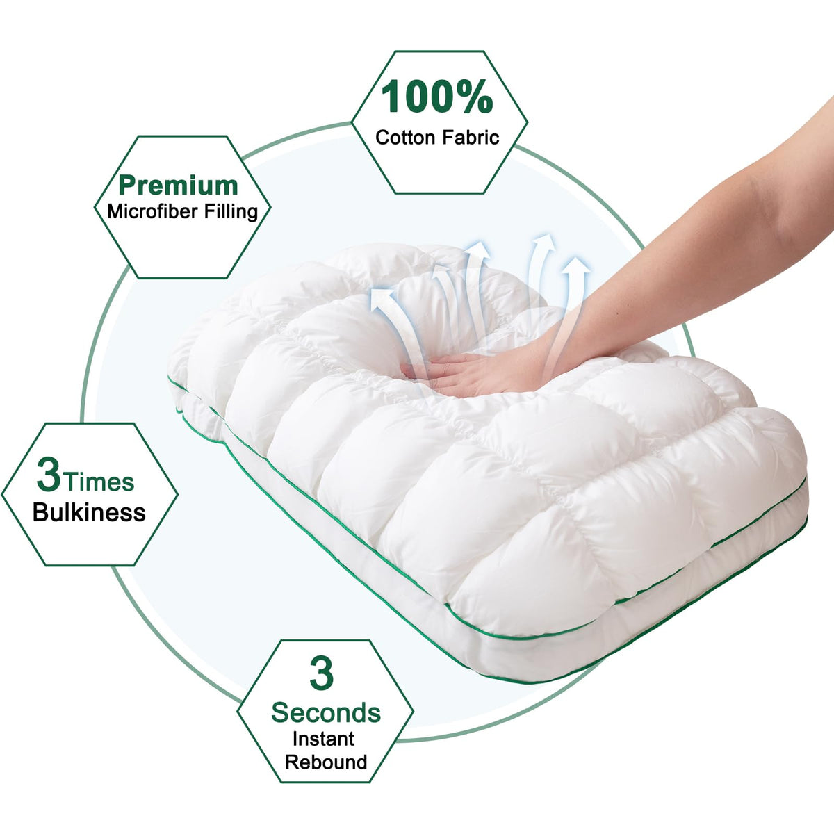 Fluffy Support Bed Pillow Queen Size Set of 2 White Y927621