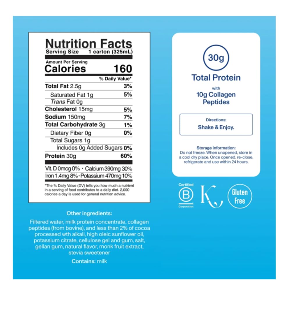 Chocolate Protein Collagen Shake 30g Protein 12 Count W971