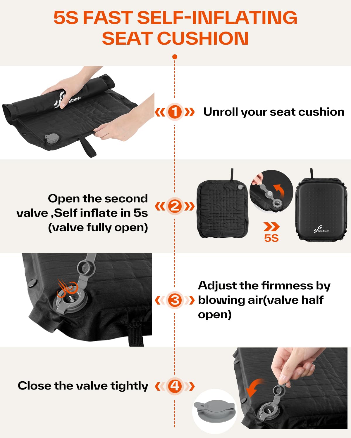 Inflatable Self-Inflating 2" High Rebound Foam Seat Cushion, 2 Pack Q53497