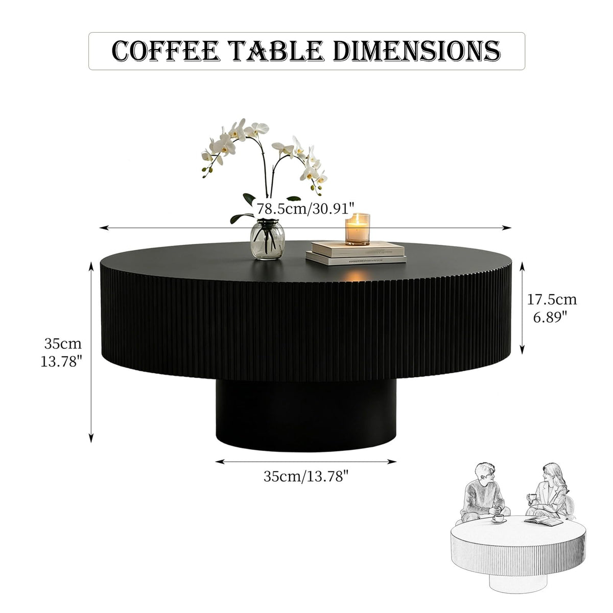 Black Round Pedestal Coffee Table P8881