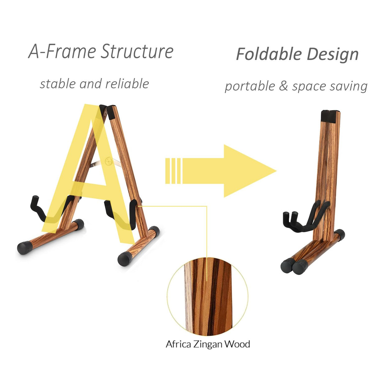 Folding Wood Acoustic Guitar Stand with Padding Z8999