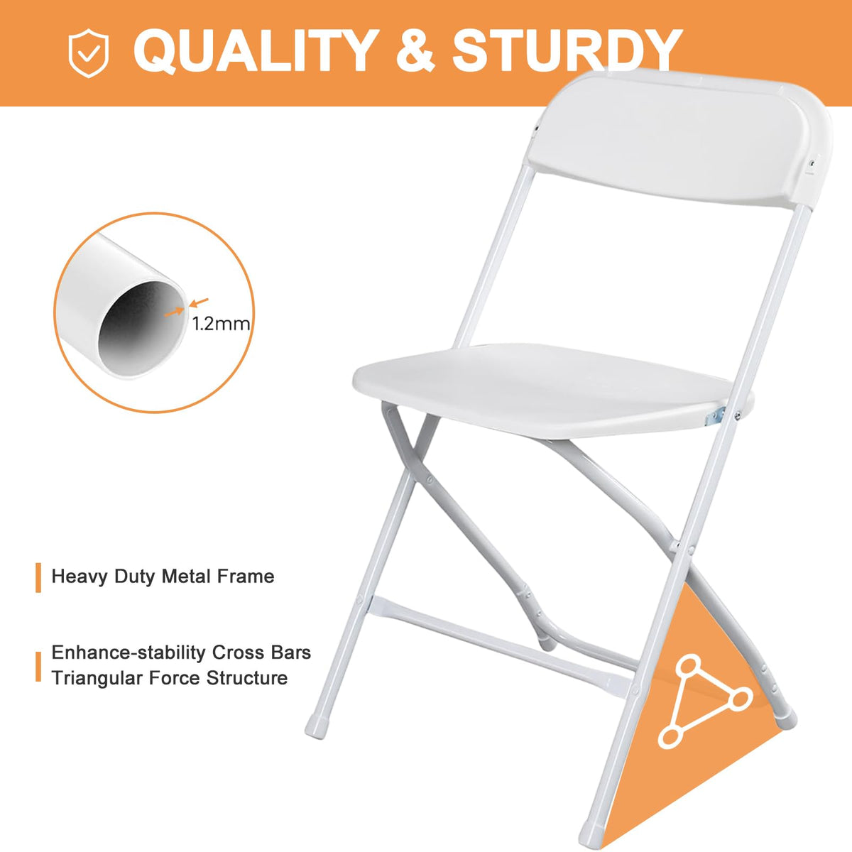 White 10 Pack Folding Chairs with Steel Frame G58115