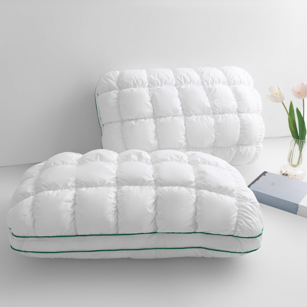 Fluffy Support Bed Pillow Queen Size Set of 2 White Y927621