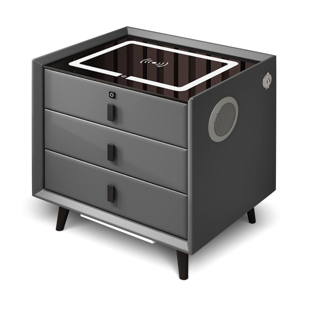 Gray 3 Drawer Nightstand with Charging Station A311