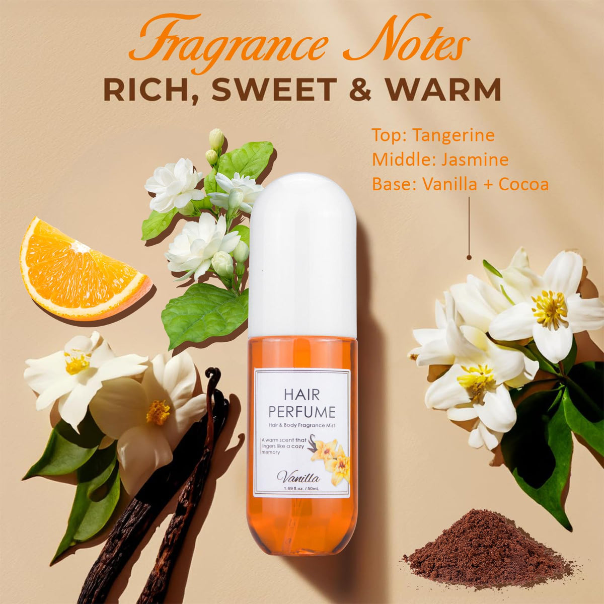 Vanilla Hair & Body Perfume Spray, Alcohol-Free, 1.7 Oz G676645