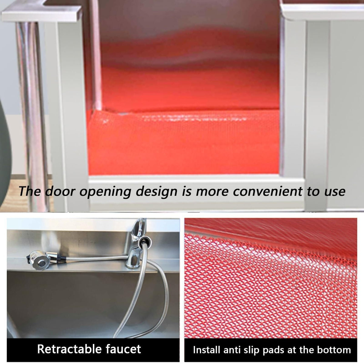Stainless Steel Dog Grooming Bathtub with Faucet W3420