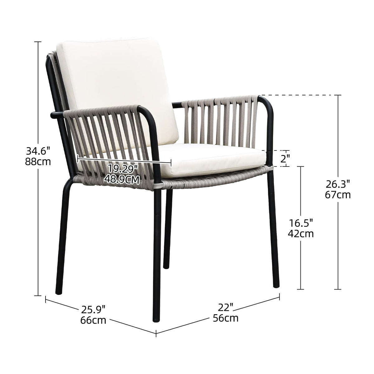 Set of 4 Grey Wicker Outdoor Dining Chairs with Beige Cushion Y7449