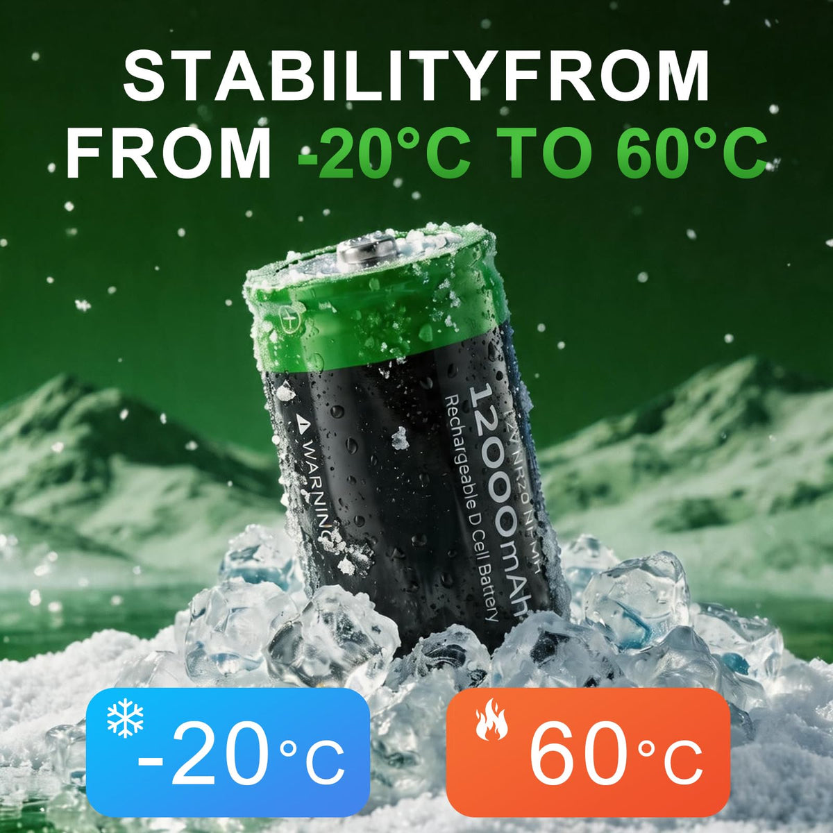 Rechargeable D Batteries, 12000mAh Ni-MH 1.2V 4-Pack Z3522