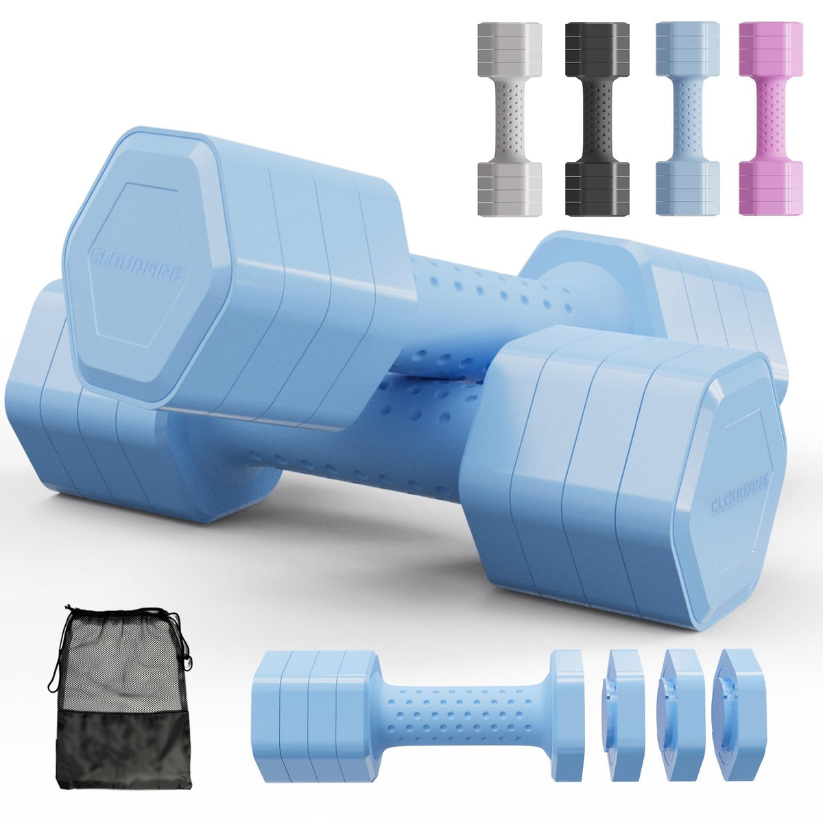 Adjustable 4 in 1 Dumbbell Set of 2, 5 lb R3835