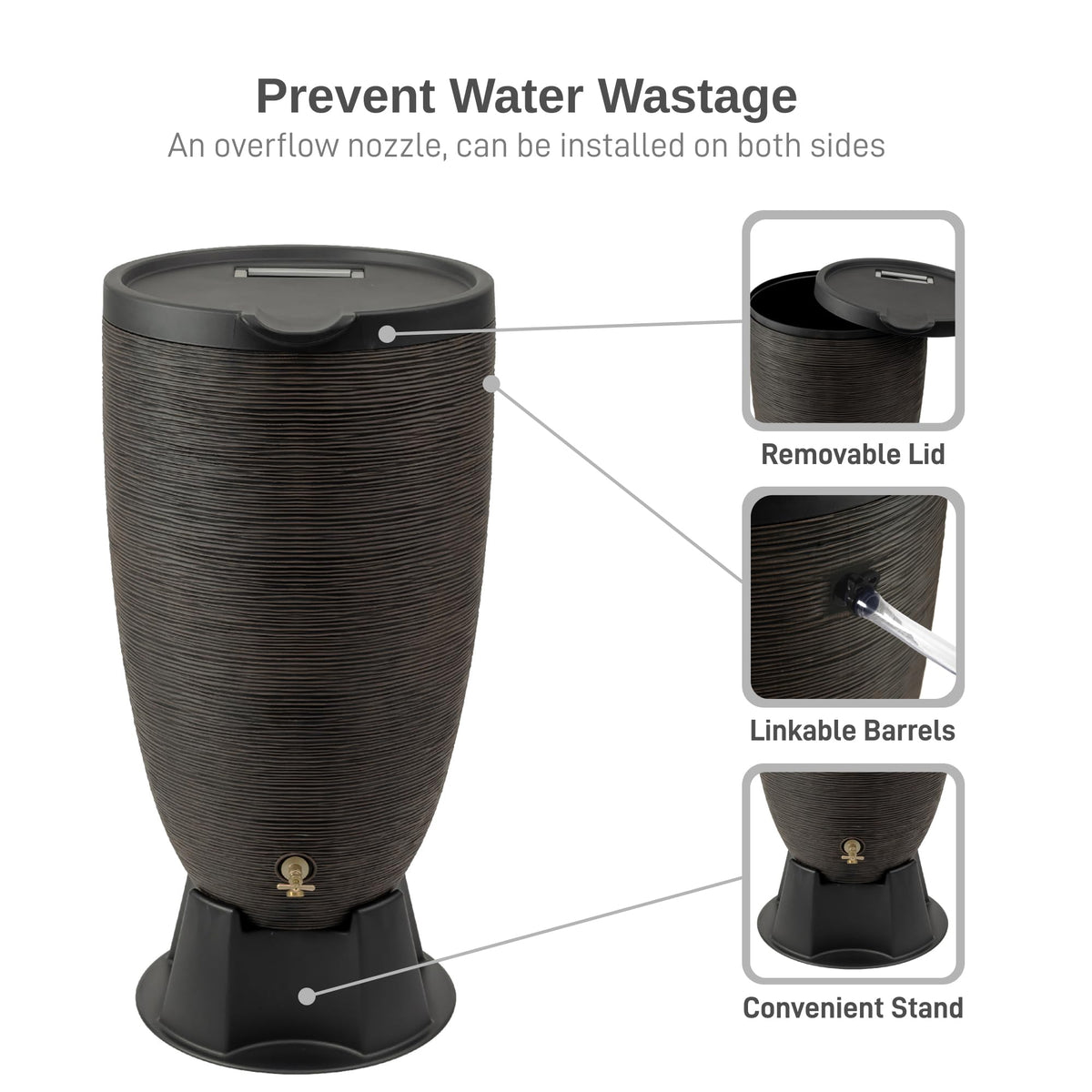 50-Gallon Rain Barrel with Stand and Removable Lid L8041