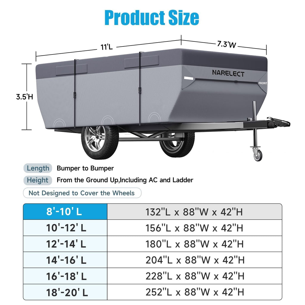 14'-16' 7 Layers Waterproof Anti-UV Ripstop Pop up Camper Cover V9727