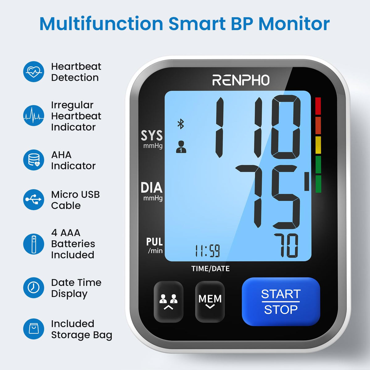 Smart Blood Pressure Monitor with Wide Cuff O431165