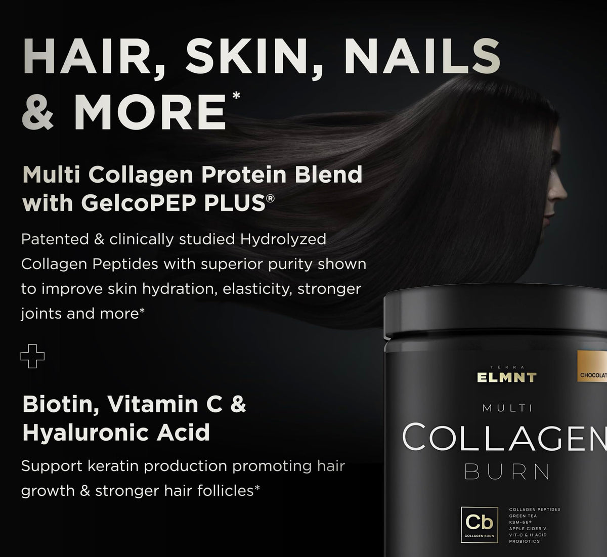 Chocolate Collagen Powder with Probiotics, Hyaluronic Acid & Biotin Z6258