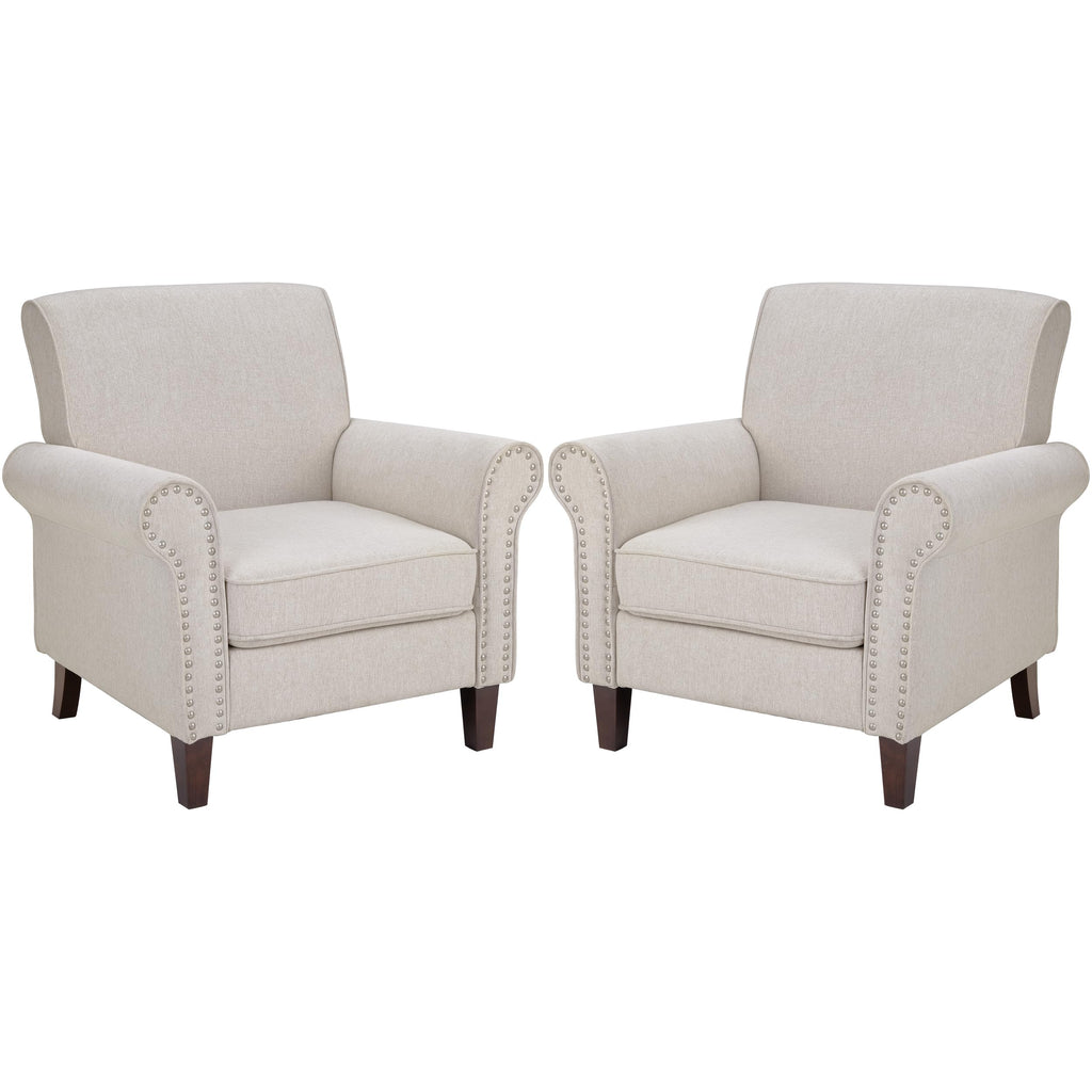 Beige Mid-Century Modern Accent Chairs Set of 2 Q1456