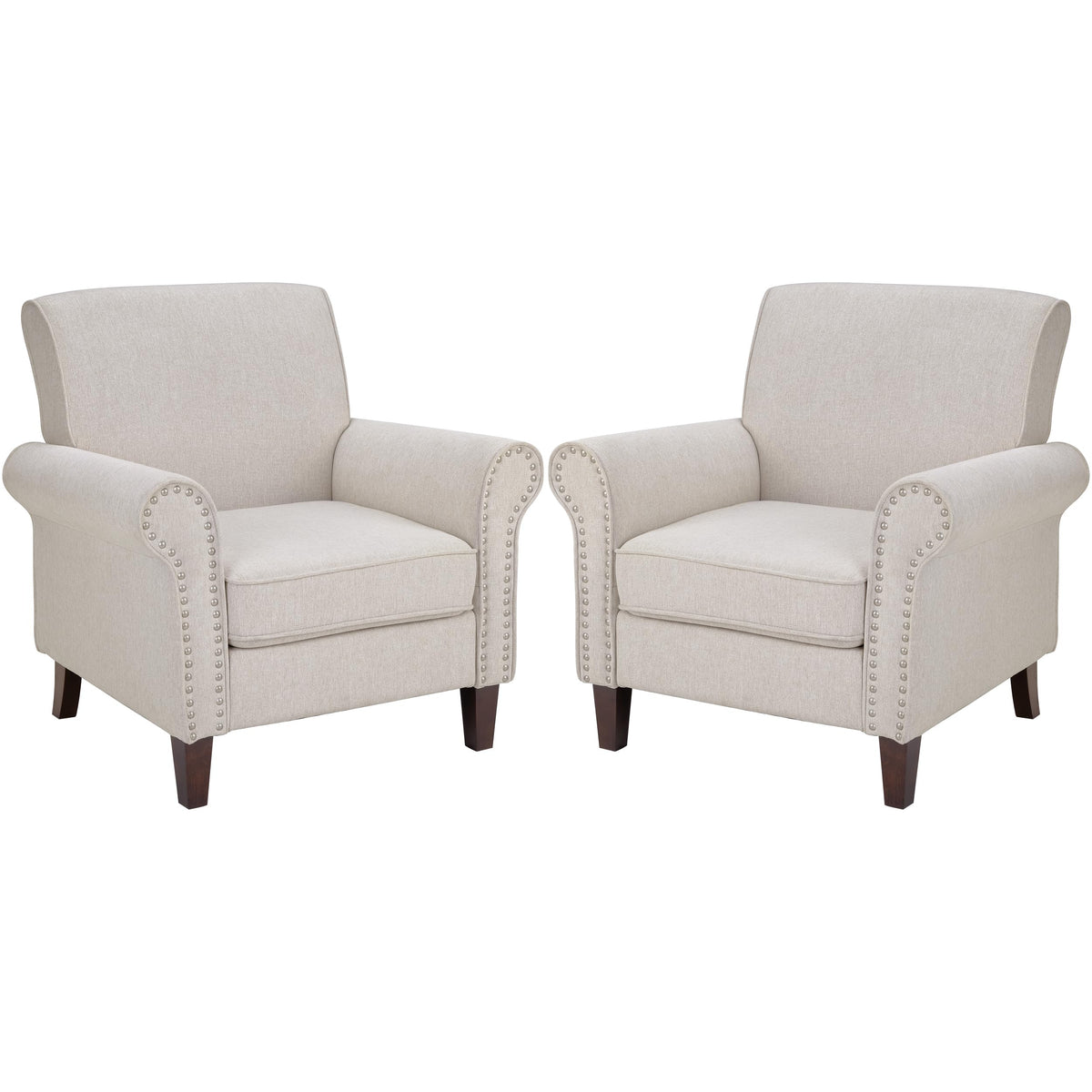 Beige Mid-Century Modern Accent Chairs Set of 2 Q1456