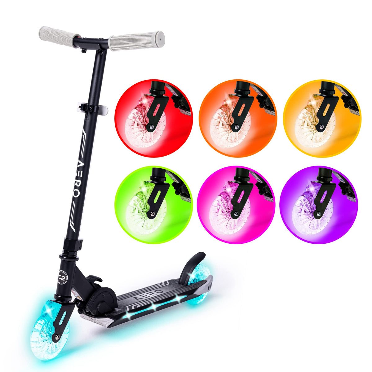 Two-Wheel Kick Scooter for Kids 5-8 with RGB Lights V390