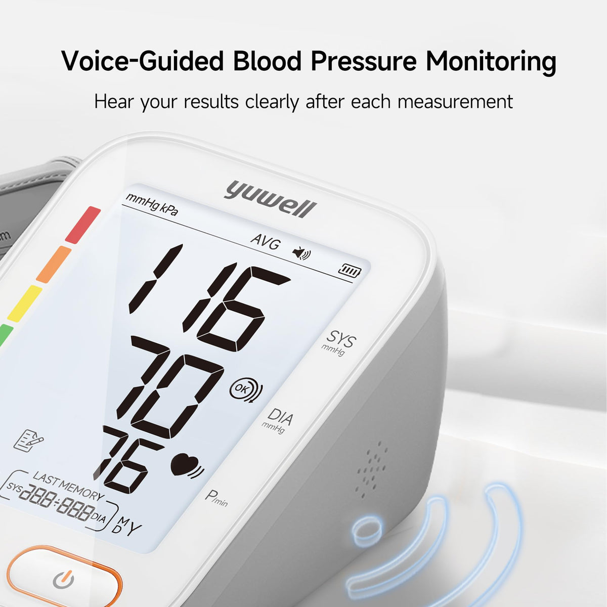 Upper Arm Blood Pressure Monitor with Adjustable Arm Cuff and Backlit Display H165
