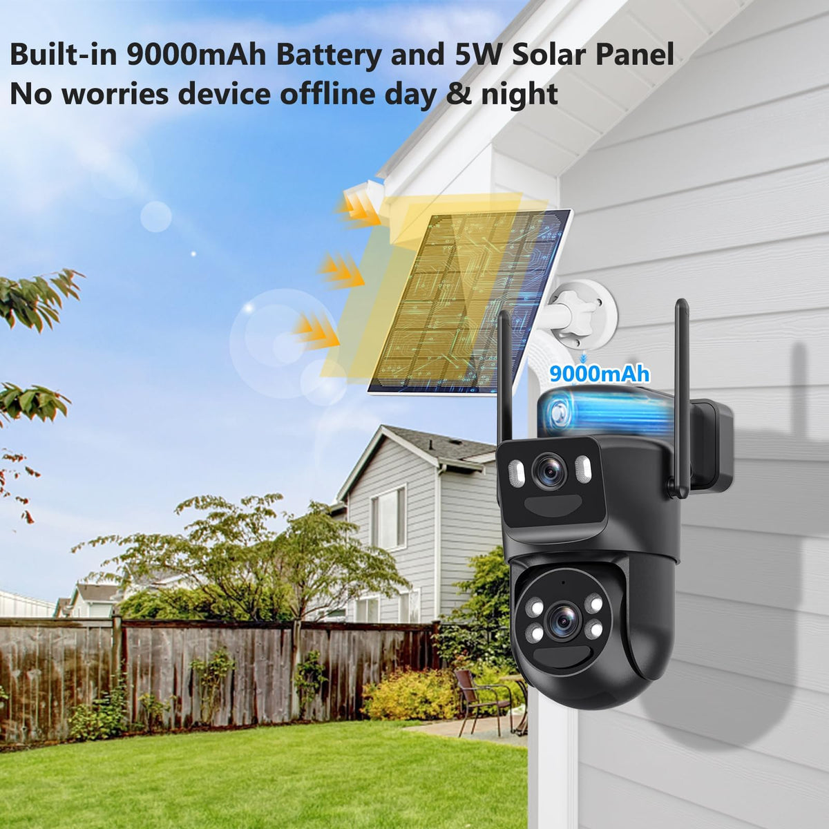 4K Solar Security Camera Wireless Outdoor Battery Powered 360°PTZ S9443