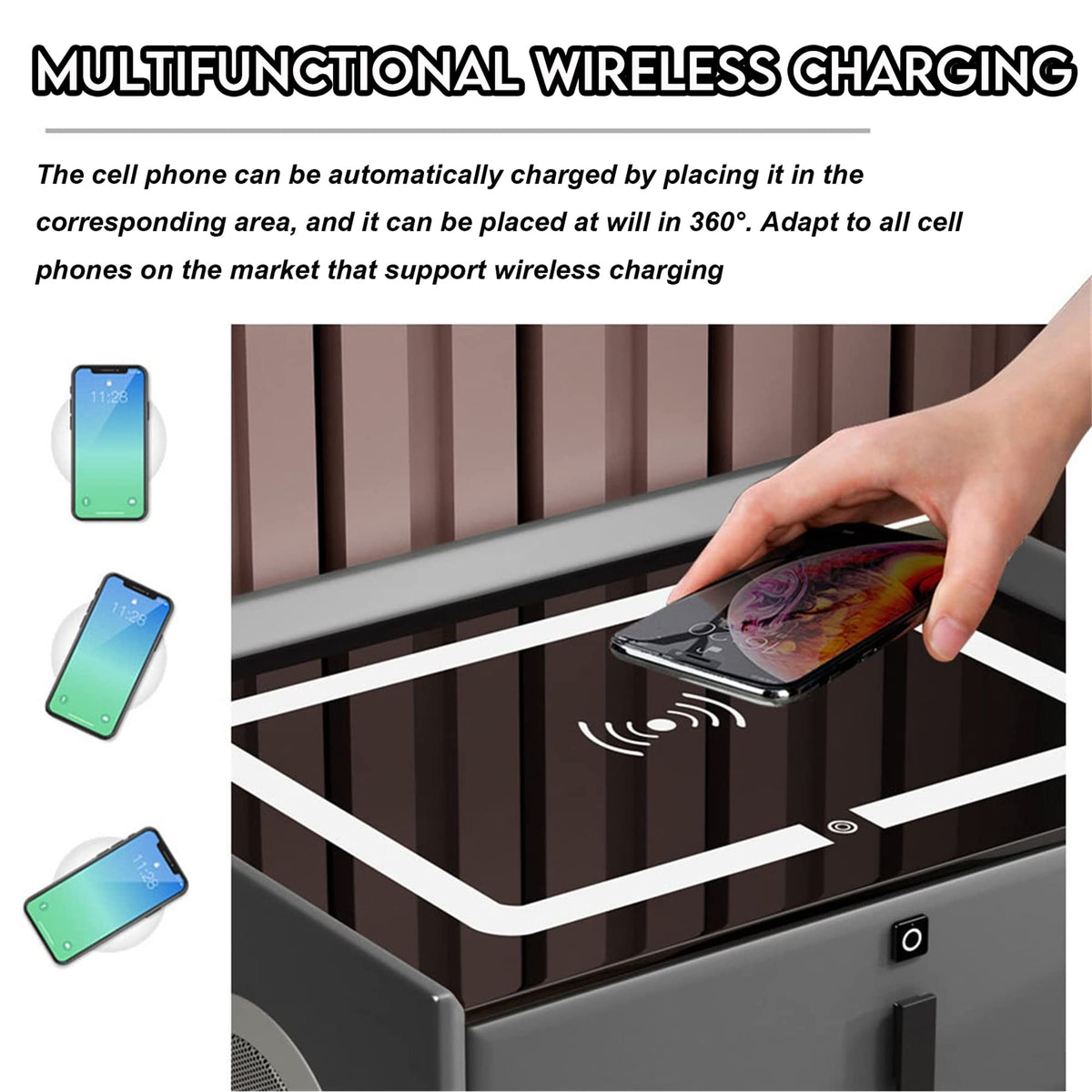 Gray 3 Drawer Nightstand with Charging Station A311