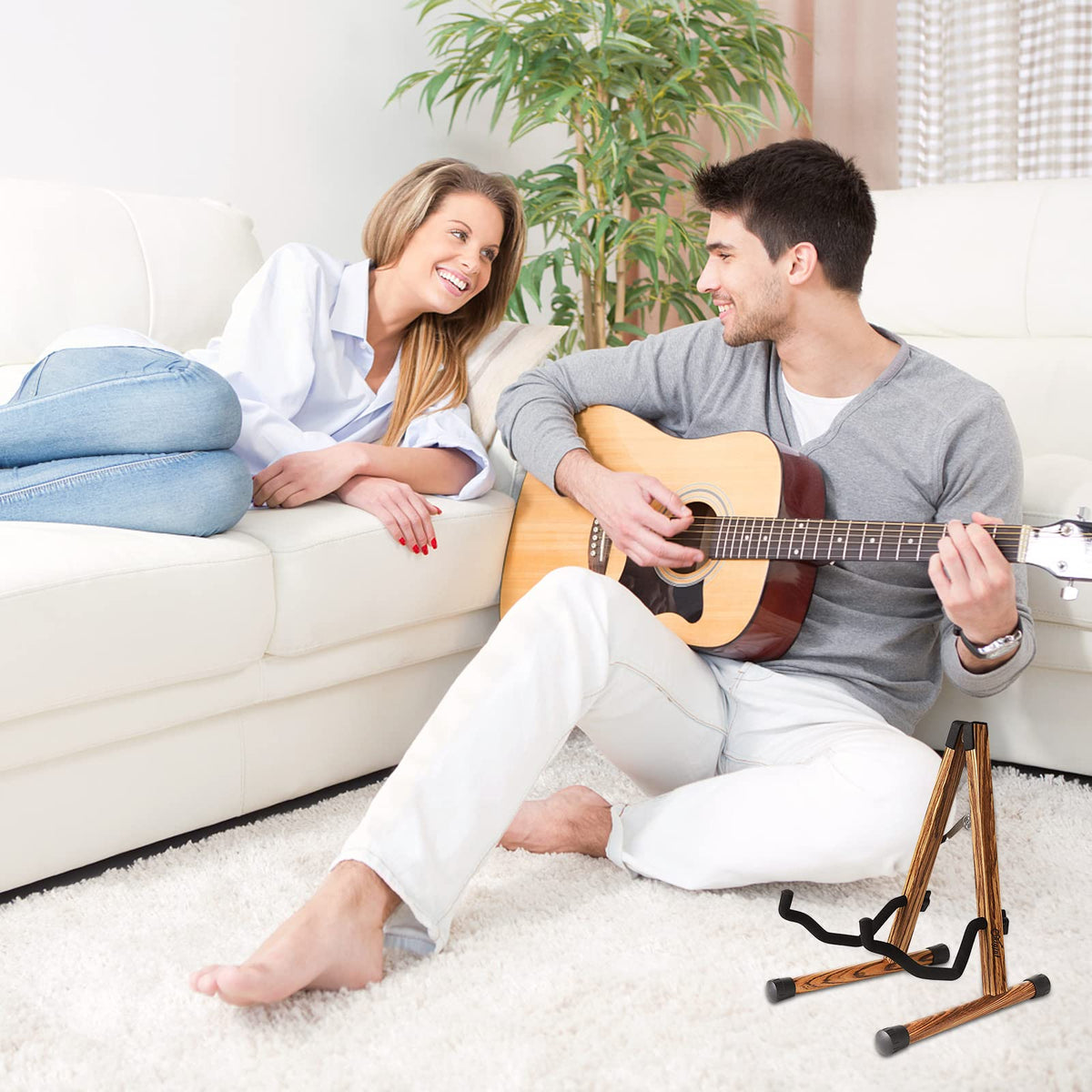Folding Wood Acoustic Guitar Stand with Padding Z8999