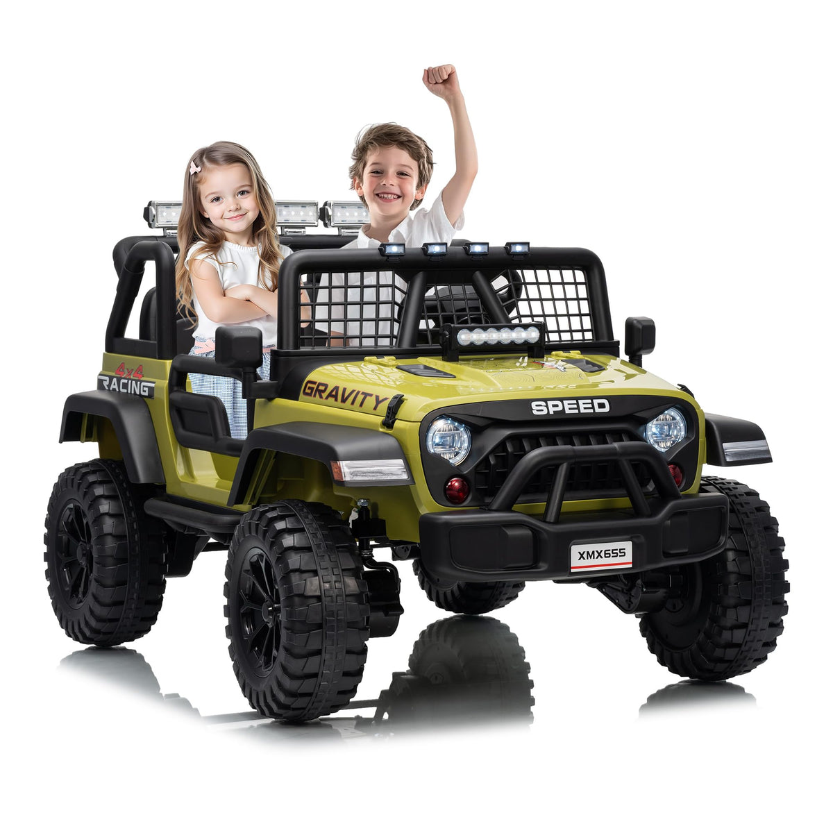 24V 2-Seater Kids Electric Truck with Parent Remote Control, Green F5612